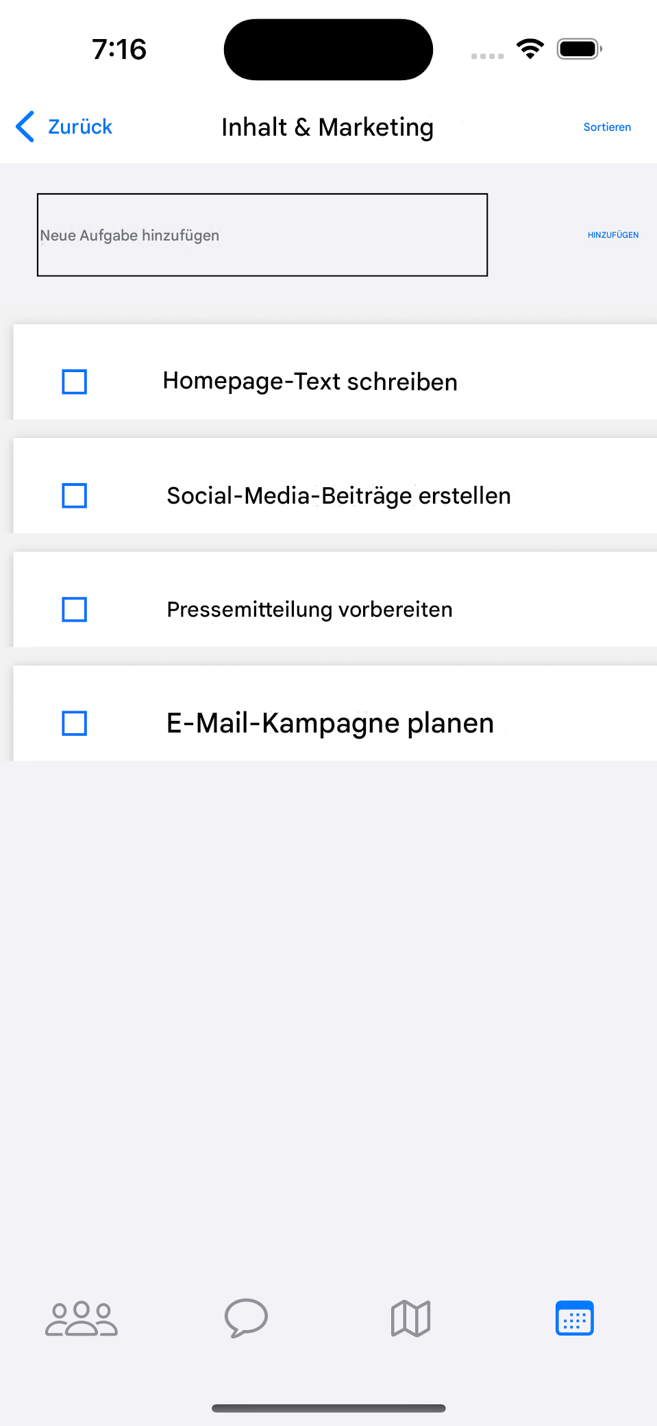 Geteilte Aufgabenlisten