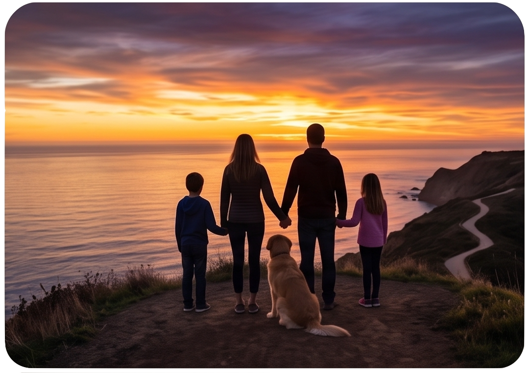 Family at sunset