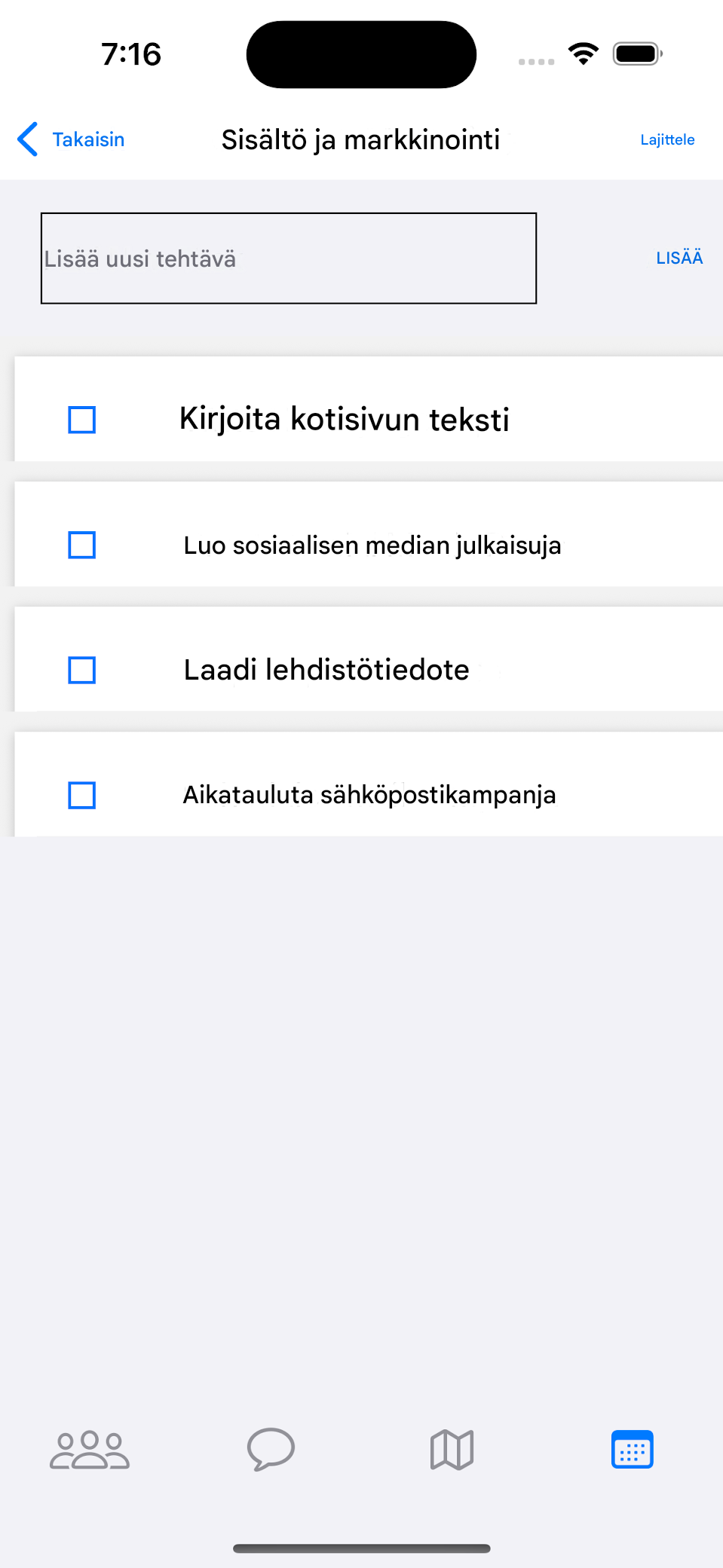 Jaettavat tehtävälistat