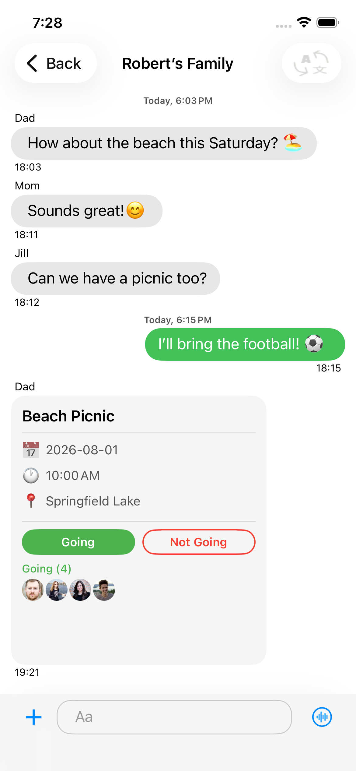 Layers group chat with family