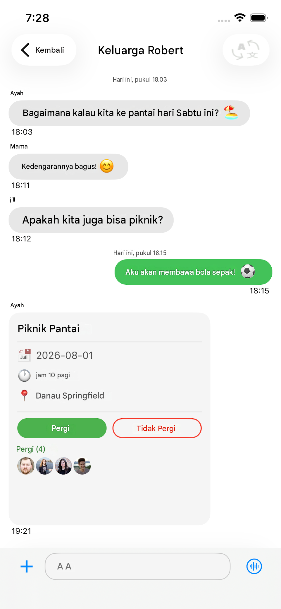 Obrolan grup Layers dengan keluarga