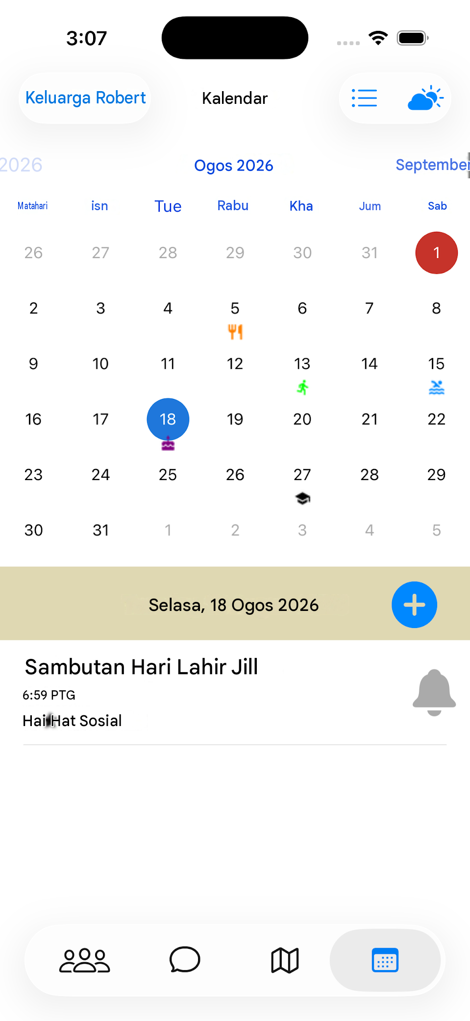 Paparan kalendar kongsi Layers