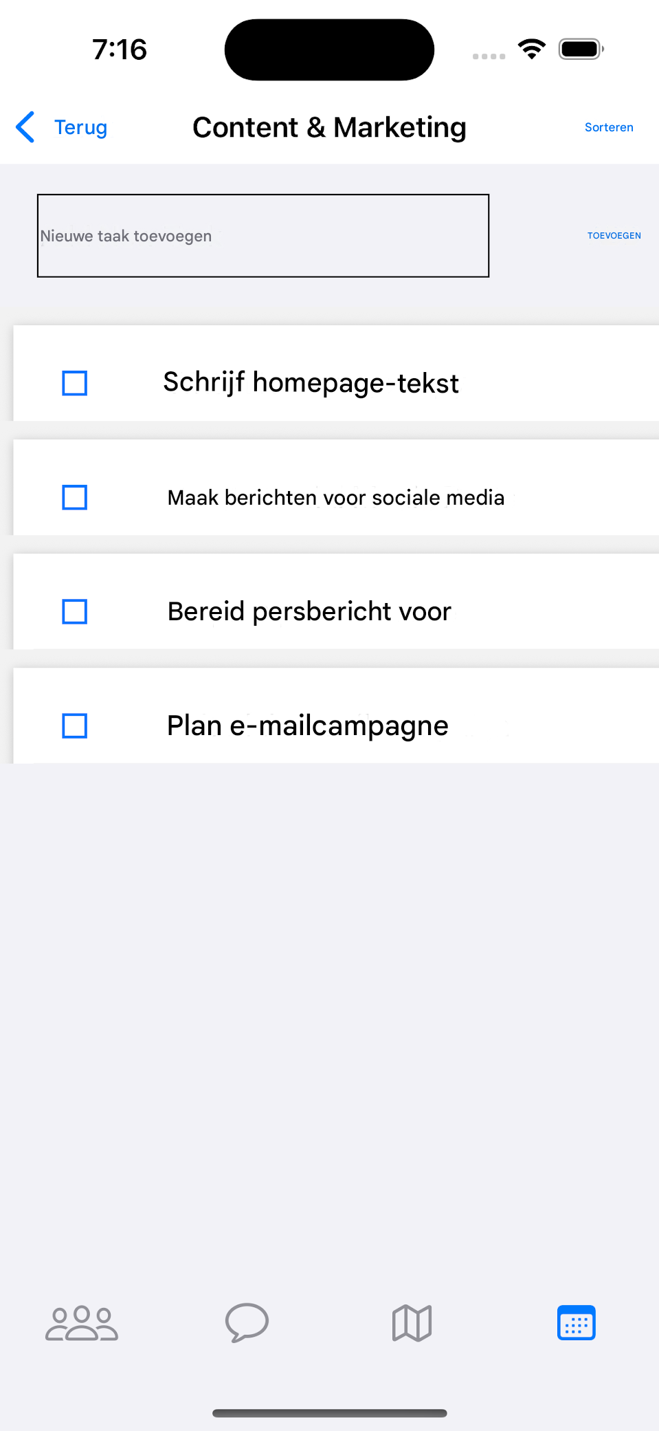 Gedeelde takenlijsten