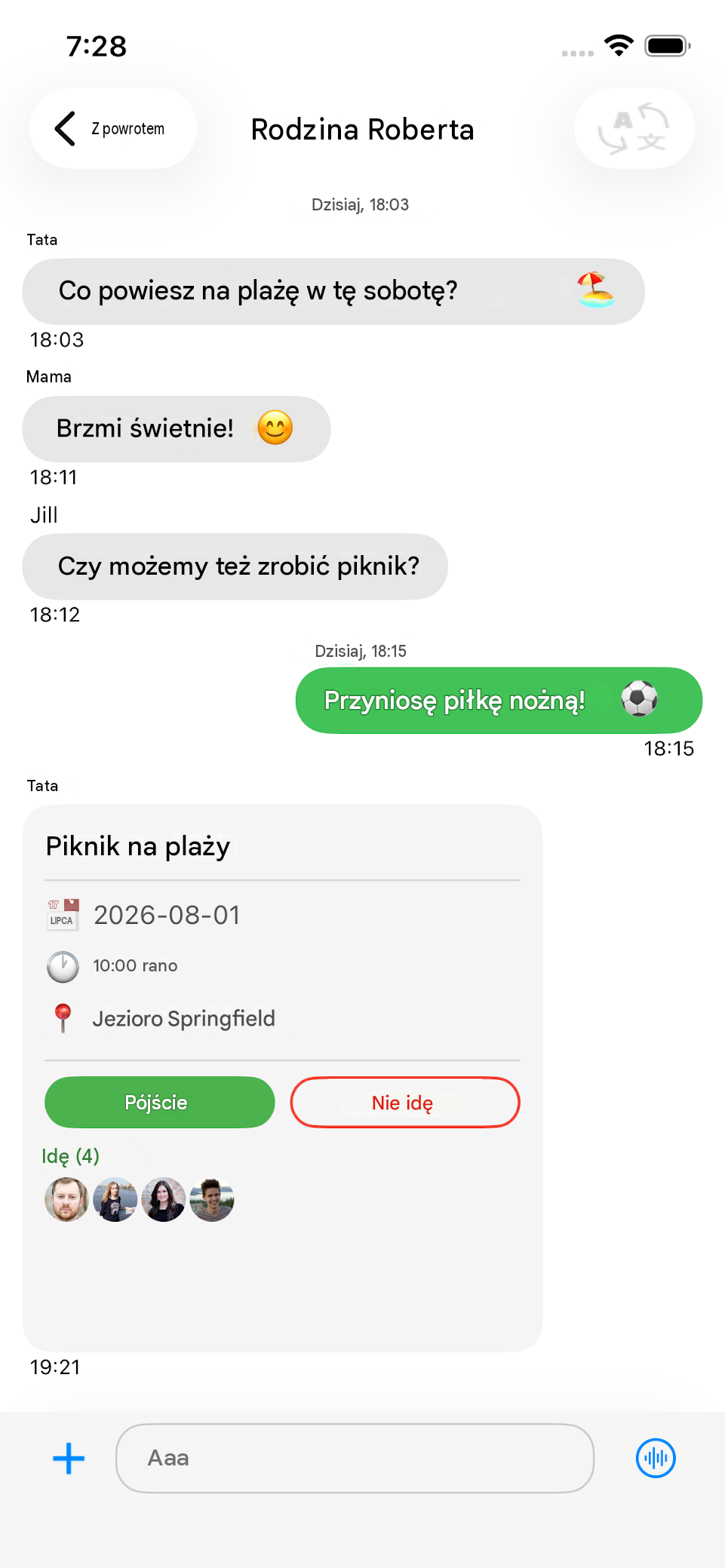 Layers group chat with family