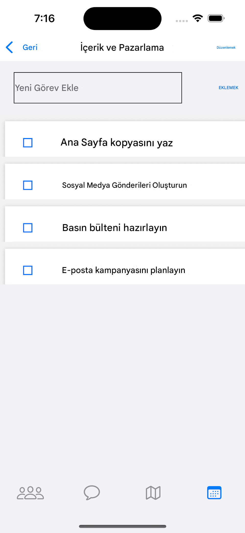 Paylaşılan Yapılacaklar Listeler