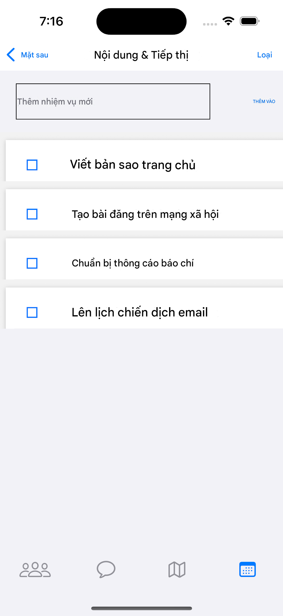 Danh sách việc cần làm chia sẻ
